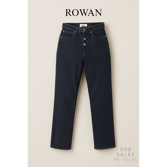 Rowan High Rise Straight Jeans Size 27 Made in USA Black Cotton Blend - Picture 1 of 5